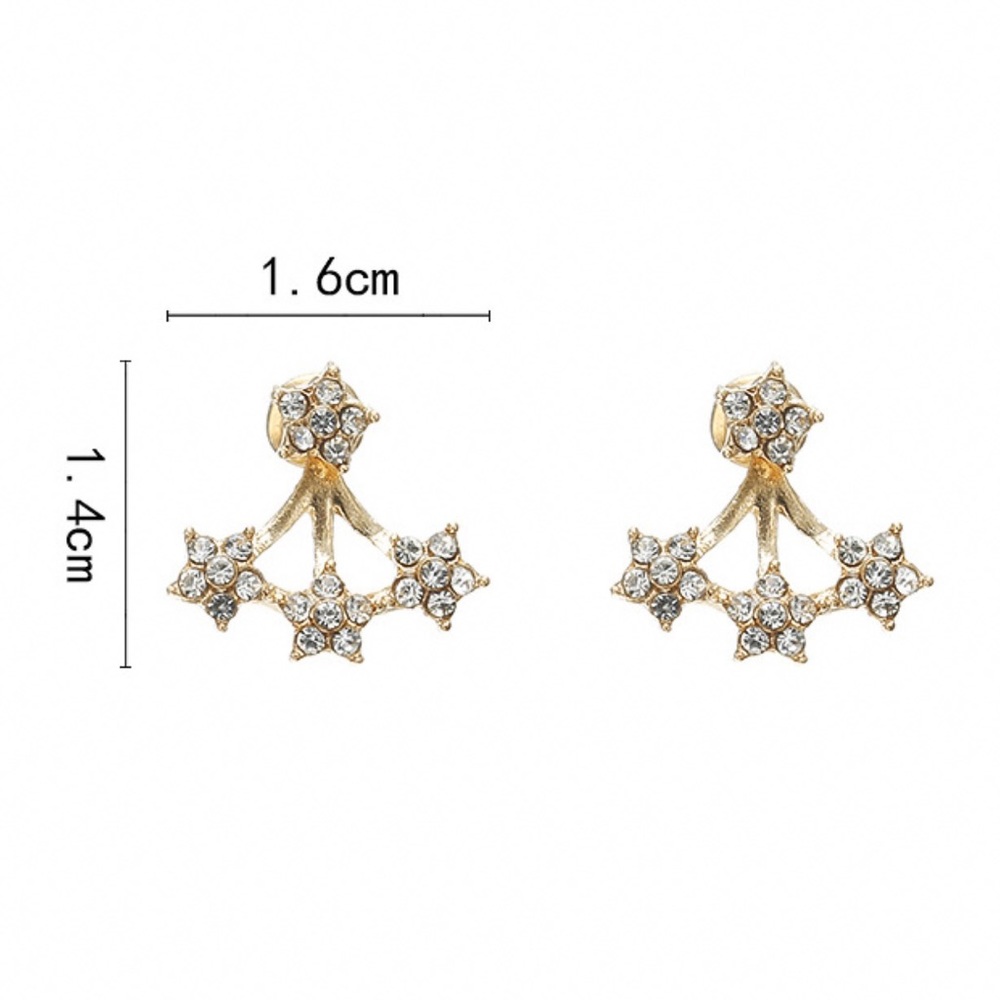 Gold/Crystal Star Studs w Jackets - Picture 6 of 7